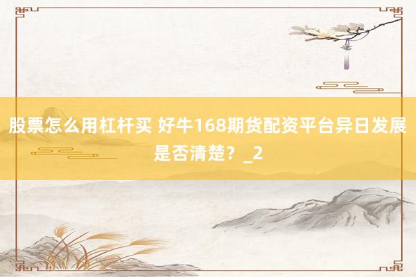 股票怎么用杠杆买 好牛168期货配资平台异日发展是否清楚?_2