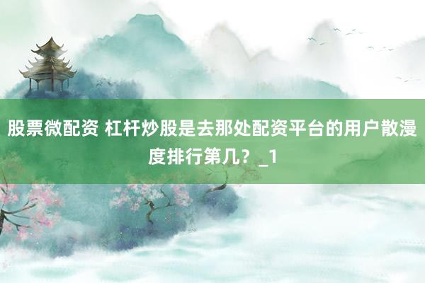 股票微配资 杠杆炒股是去那处配资平台的用户散漫度排行第几?_1